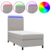 Boxspring met matras en LED stof lichtgrijs 90x200 cm