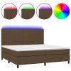 Boxspring met matras en LED stof donkerbruin 200x200 cm