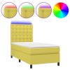 Boxspring met matras en LED stof groen 100x200 cm
