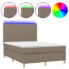 Boxspring met matras en LED stof taupe 140x190 cm