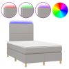 Boxspring met matras en LED stof lichtgrijs 120x200 cm