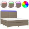 Boxspring met matras en LED stof taupe 160x200 cm