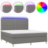 Boxspring met matras en LED stof donkergrijs 180x200 cm