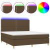 Boxspring met matras en LED stof donkerbruin 180x200 cm