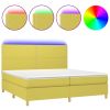 Boxspring met matras en LED stof groen 200x200 cm