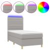 Boxspring met matras en LED stof lichtgrijs 100x200 cm