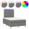Boxspring met matras en LED stof donkergrijs 120x200 cm