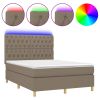 Boxspring met matras en LED stof taupe 140x190 cm