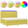 Boxspring met matras en LED stof groen 200x200 cm