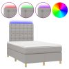 Boxspring met matras en LED stof lichtgrijs 120x200 cm