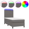 Boxspring met matras en LED kunstleer grijs 100x200 cm