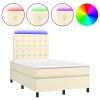 Boxspring met matras en LED kunstleer crèmekleurig 120x200 cm