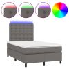 Boxspring met matras en LED kunstleer grijs 120x200 cm