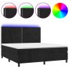 Boxspring met matras en LED fluweel zwart 160x200 cm
