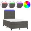Boxspring met matras en LED fluweel donkergrijs 120x200 cm
