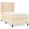 Boxspring met matras stof crèmekleurig 100x200 cm