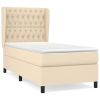Boxspring met matras stof crèmekleurig 100x200 cm