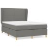 Boxspring met matras stof donkergrijs 140x200 cm