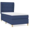 Boxspring met matras stof blauw 90x200 cm