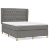 Boxspring met matras stof donkergrijs 140x190 cm