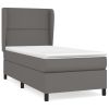 Boxspring met matras kunstleer grijs 100x200 cm