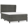 Boxspring met matras fluweel donkergrijs 140x200 cm