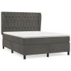 Boxspring met matras fluweel donkergrijs 140x190 cm