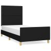 Bedframe met hoofdeinde stof zwart 90x190 cm