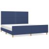 Bedframe met hoofdeinde stof blauw 160x200 cm