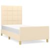 Bedframe met hoofdeinde stof crèmekleurig 90x200 cm