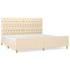Bedframe met hoofdeinde stof crèmekleurig 200x200 cm