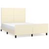 Bedframe met hoofdbord kunstleer crèmekleurig 140x190 cm