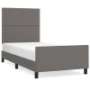 Bedframe met hoofdbord kunstleer grijs 100x200 cm