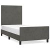 Bedframe met hoofdeinde fluweel donkergrijs 90x200 cm