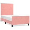 Bedframe met hoofdeinde fluweel roze 80x200 cm