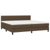 Boxspring met matras stof donkerbruin 200x200 cm