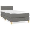 Boxspring met matras stof donkergrijs 90x190 cm
