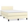Boxspring met matras kunstleer crèmekleurig 120x200 cm