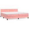Boxspring met matras fluweel roze 200x200 cm