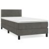 Boxspring met matras fluweel donkergrijs 90x200 cm