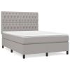 Boxspring met matras stof lichtgrijs 140x200 cm