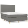Boxspring met matras stof donkergrijs 140x200 cm