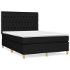 Boxspring met matras stof zwart 140x190 cm