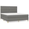Boxspring met matras stof donkergrijs 160x200 cm