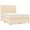 Boxspring met matras stof crèmekleurig 140x190 cm