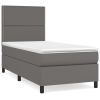 Boxspring met matras kunstleer grijs 80x200 cm