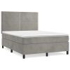 Boxspring met matras fluweel lichtgrijs 140x200 cm