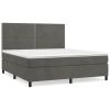 Boxspring met matras fluweel donkergrijs 180x200 cm