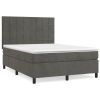 Boxspring met matras fluweel donkergrijs 140x200 cm