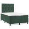 Boxspring met matras fluweel donkergroen 120x200 cm